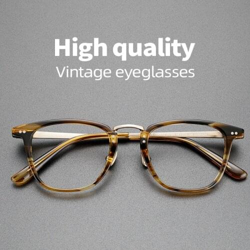 2021 Vintage Acetate Glasses Frame Men Women Square Myopia Prescription Optical Eyeglasses Frame Retro Computer Eyewear