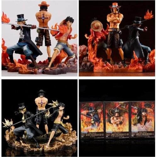 3pcs/set One Piece Anime Figure DXF Brotherhood Luffy Ace Sabo Manga Statue Action Figure One Piece Collectible Model Toy Decor