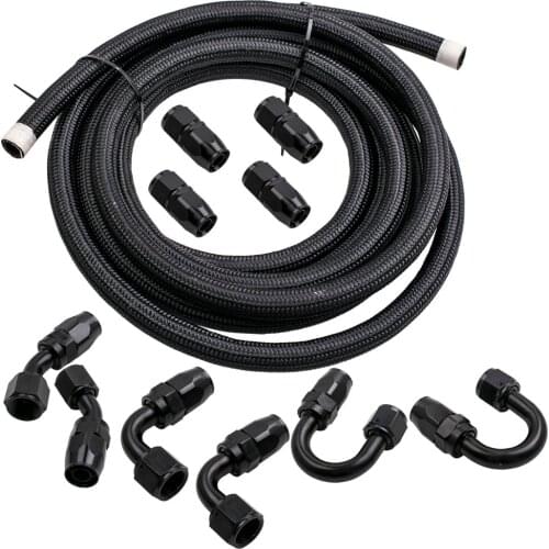 5M 16FT AN10 Nylon Braided Fuel Hose Oil Gas Cooler Hose Line Pipe Tubeith 10PCS Hose End Fitting Kit