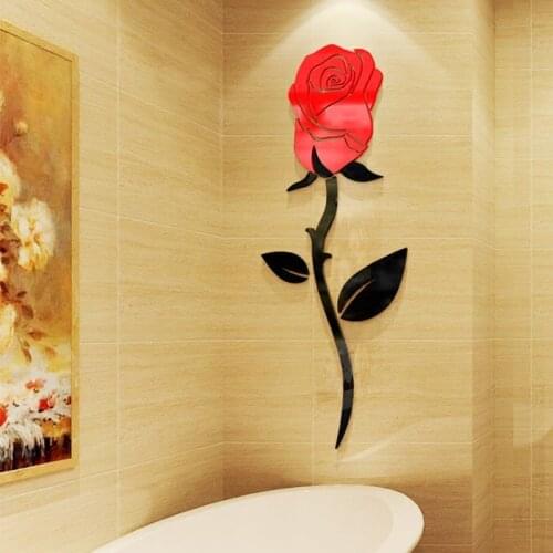 5 Size Multi-Pieces Rose Flower Pattern 3D Acrylic Decoration Wall Sticker DIY Wall Poster Home Decor Bedroom Wallstick