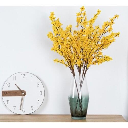 5pcs/lot 70cm Winter Jasmine Orchid Artificial Flower Branch New Year Party Decoration Crafts Wedding Fake Flower For Home Decor