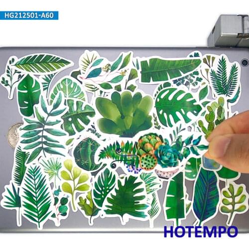 60pcs Cute Green Plant Leaves Art Kawaii Mini Diary Stickers for Kids Toys Stationery Scrapbooking Notebook Phone Laptop Sticker