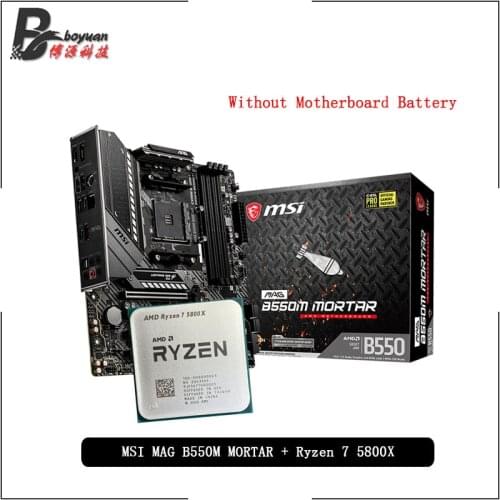 AMD Ryzen 7 5800X R7 5800X CPU + MSI MAG B550M MORTAR Motherboard Suit Socket AM4 All new but without cooler