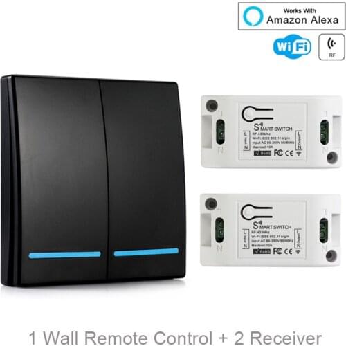 QIACHIP Wifi 433Mhz Wireless RF Relay Receiver Smart Home Module Lights Switch + Wall Remote Control Switch For Ceiling Lamp