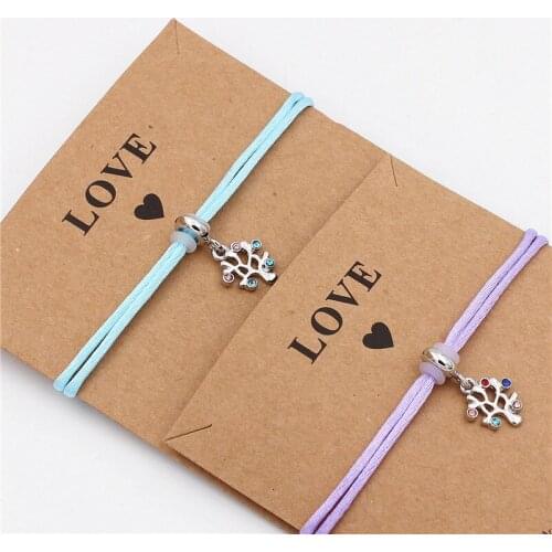 Silver colour Color Tree of life Bracelet Handmade Jewelry Multicolor Rope Adjustable String Lucky Bracelet For Women Children