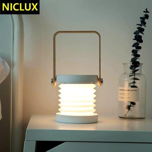 NICLUX Bedroom Night Light Foldable LED Night Lights Touch Dimmable Reading Light Bedside Lamp For Kids Outdoor Camping Lantern