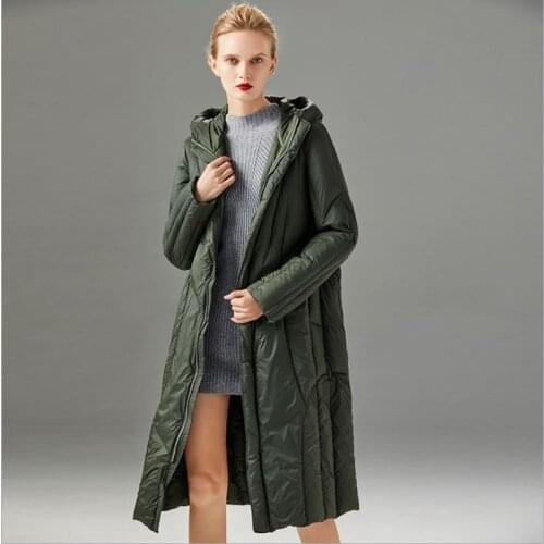 Long female winter down jackets women hooded duck down coats thick warm korean style clothes lady slim hot sale black overcoats