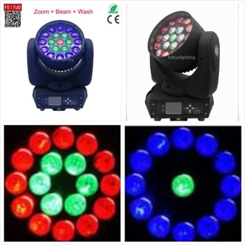 H-4Pcs-12Pcs LED RGBW 19x15w Quad color 4 in 1 wash beam led moving head light Zoom ring control effect DMX DJ CLUB