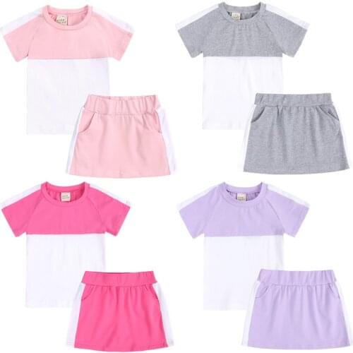 Girls' Suit Summer New Baby Sports Skirt Girls' Short Sleeve+Short Skirt 2PCS Set Cotton Fashion Light Cute Pants Witty