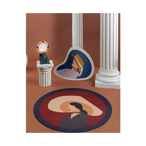 Round Carpet Girl Bedroom Living Room Modern Style Non-Slip Floor Mat