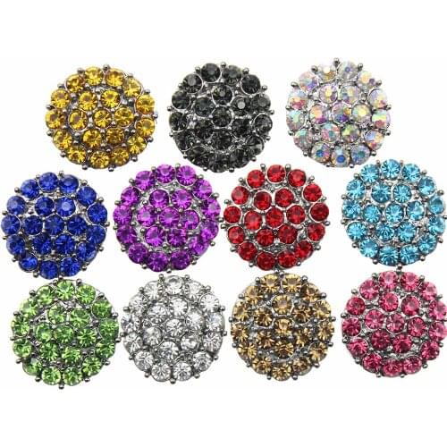 10pcs/lot 11 color Snap Jewelry High Quality Rhinestone Flower Metal Snap press Buttons for 18mm Snap bracelet Wholesale jewelry