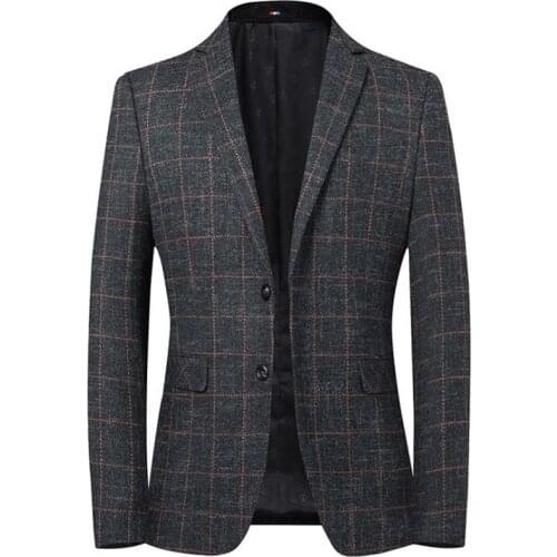 Mens Suits Blazer Leisure Plaid Outer Slim Jacket Men Blazers Plus Size XXXL Mens Coat Male Outerwear Casual Tops