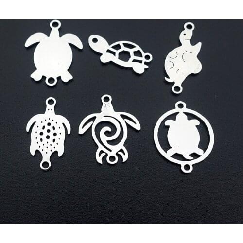 Diy Animal Jewelry Component 2 Loops Tortoise Stainless Steel Sea Turtle Connector Bracelet Findings 30 Pcs / Lot Mix Styles