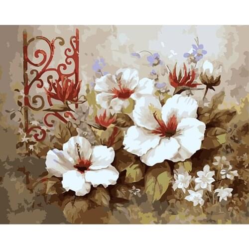 Flowers DIY Kits Picture By Number Frame 40x50 On Canvas For Adults Acrylic Coloring Oil Painting Paint By Number Decoration Art