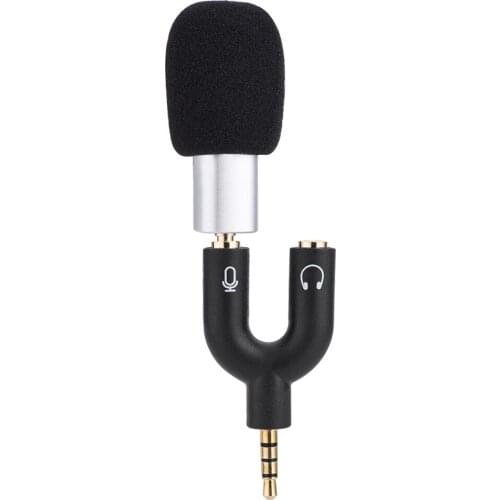 New Mini Professional Condenser Microphone Mic Recording W/ 1-To 2 Adapter For IPhone/IPad/Android Metal Phone Microphone