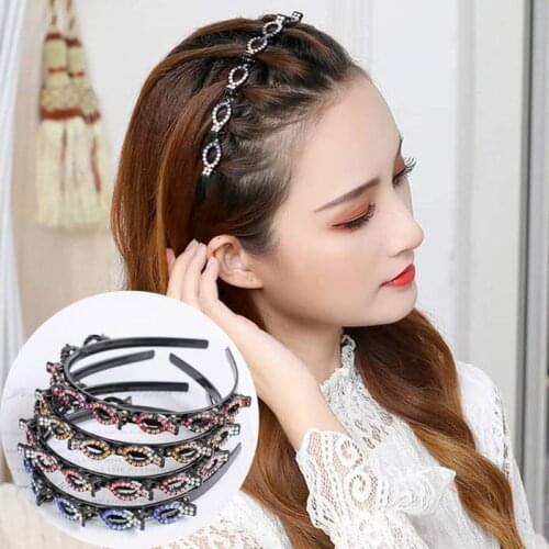 Rhinestone Headband for Women Hair Accessories Girls Makeup Bezel Cute Hairbands with Hair Clips Korean Fashion Hair Hoops 2020