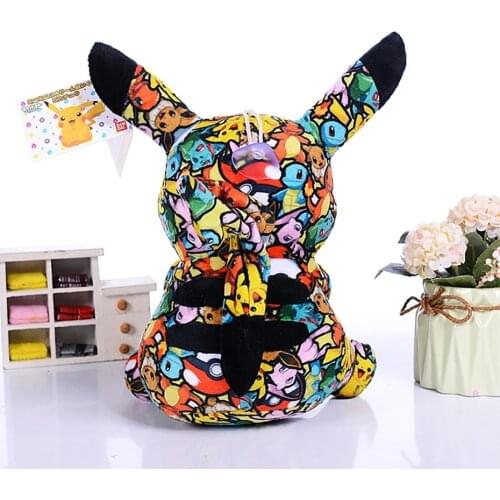 Riginal Pokemon 13-20cm The New Limited Graffiti Pikachu Cartoon Anime Stuffed Plush Dolls Kawaii Keychain Pendant Toys Gifts