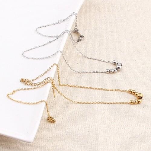 New Retro Stainless Steel 6Pcs/Lot Anchor Beads Pendant Necklace For Women Collares Neck Chain Vintage Womens Choker Jewelry