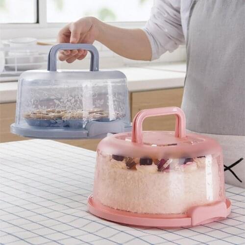 Portable 8-inch Cake Box Plastic Round Birthday Wedding Kitchen Baking Container Dessert Fruit Transparent Storage Carrier