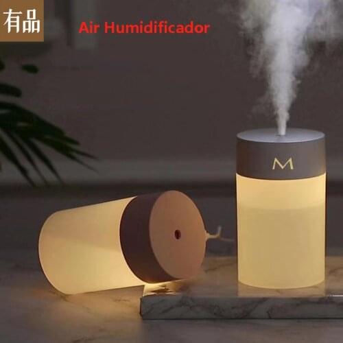 Simple Humidifier 260ml USB Ultrasonic Air Humidificador Car Mist Maker Aroma Diffuser Umidificador with Atmosphere Light Hot