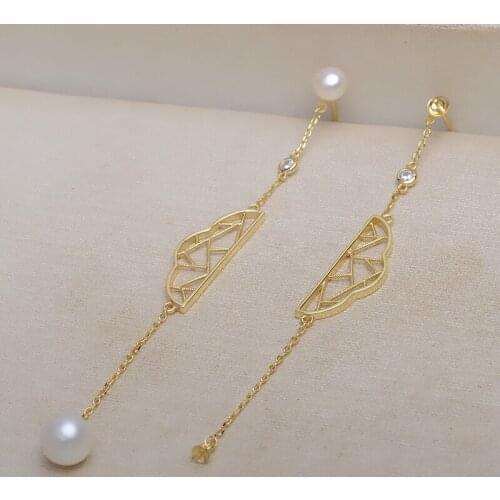 New Fashion 925 Sterling Silver Earrings Findings Mountings Settings Jewelry Parts Fittings for Coral Jade Agate Beads Crystal