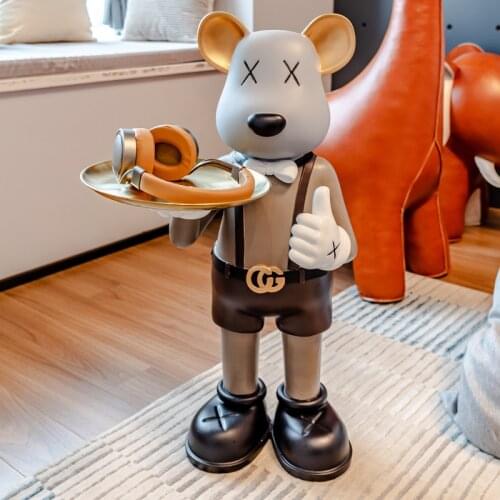 Nordic Decoration Large Landing Bear Tray Figurine Modern Home Statue Resin Art Sculpture Figurines Living Room Ornamental