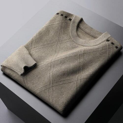 Classic Wool Mens Sweaters High Quality Argyle Jacquard Autumn Winter Thicken Male Sweater Fit Solid Color Man Sweaters 3XL