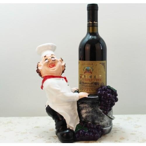 Fun Gentleman Chef Wine Rack Resin Decoration European Creative Wine Cabinet Decoration Furnishings High-end Home Decorations