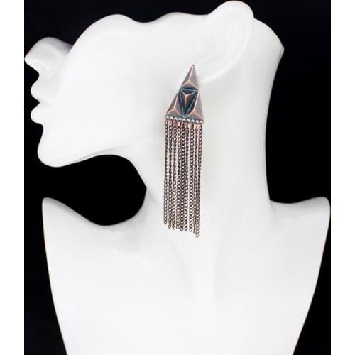 Vintage Suspended Fringes Geometric Triangle Elegant Earings Eardrop Temperament Hanging Alloy Tassels Female Earrings Brincos