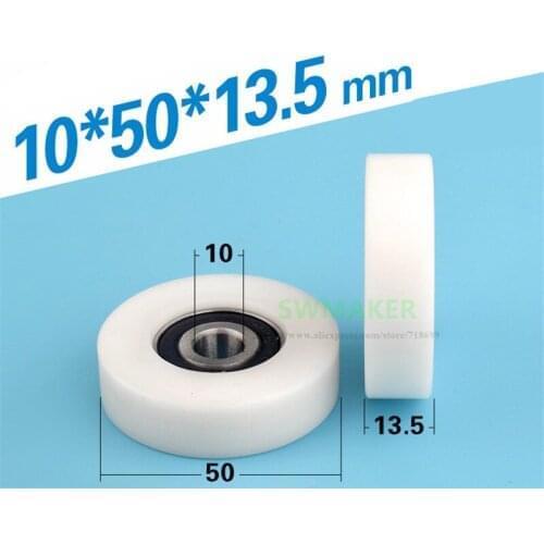 1pcs 10*50*13.5mm M8 6200 bearing pom wrapped wheel , inner diameter 10 cm flat guide wheel roller