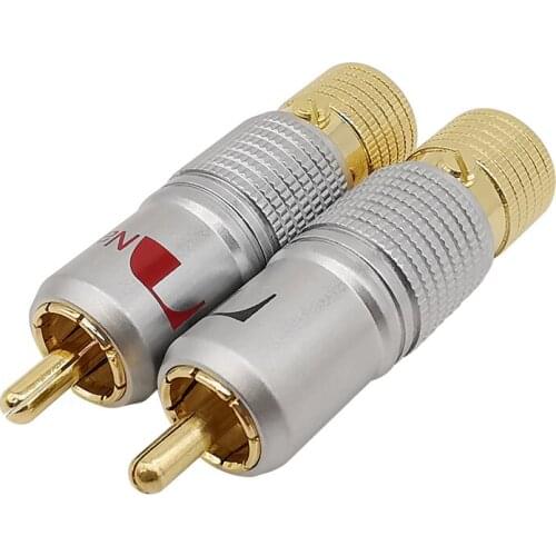 1Pcs RCA Connector 10mm Hifi RCA Plug Audio Cable Connector Gold Plated RCA Plug Coaxial Socket Locking Non Solder RCA Connector