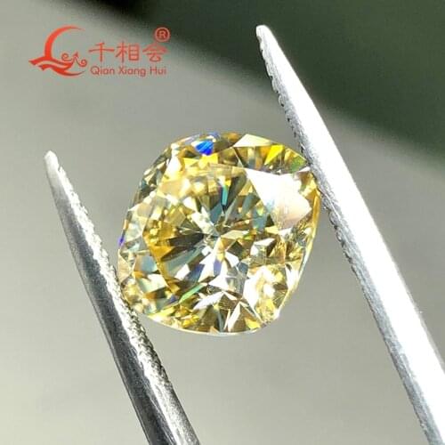 11mm- 15mm vivid yellow color cushion shape dia mond cut Sic material Moissanites loose stone