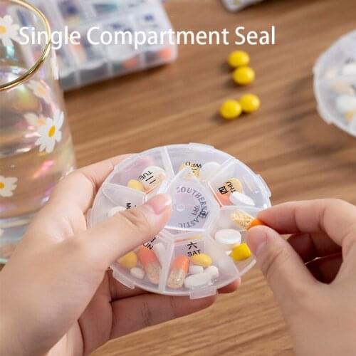 2PCS Pill Case Plastic 7 Days Transparent Plastic Portable Pill Crusher Grinder Splitter Pill Dispenser Container