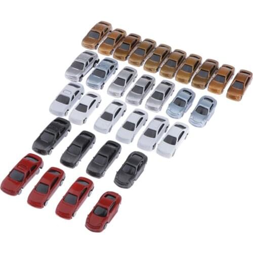 30pcs Painted Model Cars 1:150 N Buildings Parking Train Scenery Layout