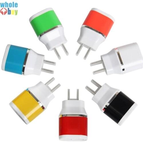 300pcs 2A 2Port Colorful Dual Double USB Power AC Wall Charger Travel Adapter For iphone Samsung Smart phones tablet EU/US Plug
