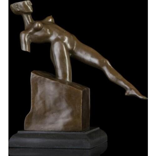 31 CM Western Art Deco Bronze Gymnastics art statue Women Girl Fairy Maiden Abstract copper Sculpture