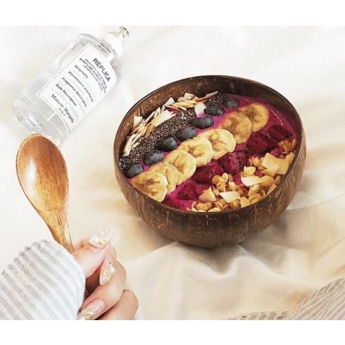 4.5-6inch Natural Coconut Bowl Eco-friendly Soup Fruit Salad Set Noodle Rice Bowl Wooden Fruit Container Handicraft Kitchenware