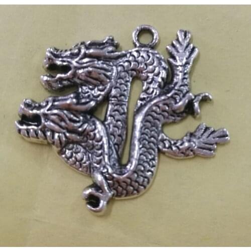 4pcs tibetan silver tone 35x33mm couple dragon design charms H0013