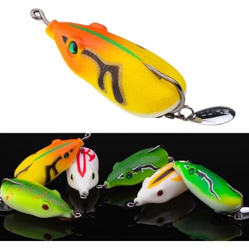 6cm 13g Soft Artificial Lifelike Frog Shape Fishing Lure Wobbler Bait Tackle Tool Bait Treble Hooks Top Frog Lure Fishing Tackle