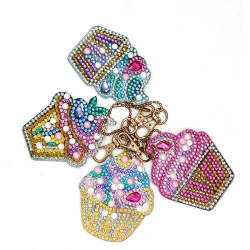 Diamond Keychains Ice Cream Diamond Painting Keyrings Special Shaped Crystal Drill Bag Decor Beautiful DIY Crafts