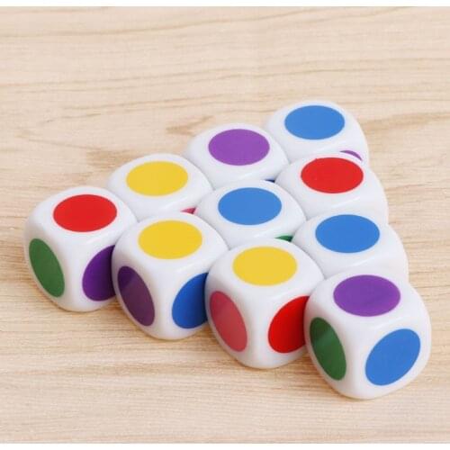 10pcs 15mm Multicolor Acrylic Game Dices Cube Dice Beads Six Sides Portable Table Games Toy