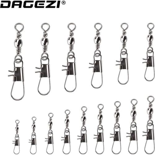 DAGEZI 100pcs/lot swivels interlock snap winter fishing gear accessories Connector copper swivel fishing tackle