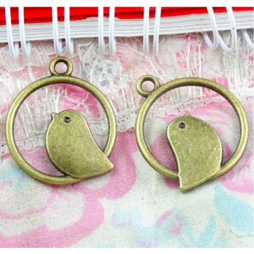 30 pcs Double sided Charms Bird 20.5*24MM Antique Bronze Color Pendants Making DIY Handmade Jewelry