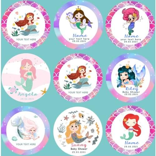 Mermaid Party Custom Sticker Girl Birthday Party Decoration Labels Design Your Own Stickers Baby Shower Little-Mermaid Sticker