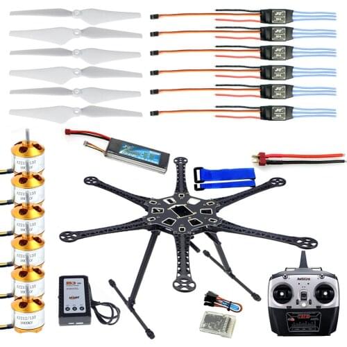F08618-B HMF S550 F550 Hexacopter Frame Kit with Landing Gear +ESC Motor Welded+QQ SUPER Control Board+RX&TX+Propellers