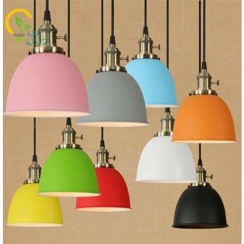 Colorful Loft Hanging Lights Vintage Industrial LED Pendant Lamps Retro Iron Pendant Lights Fixtures Home Lighting Hanglampen