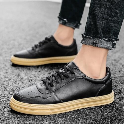 Fashion 2021 spring Genuine Leather shoes white sneakers mens casual all-match cloth shoes mens breathable white shoes