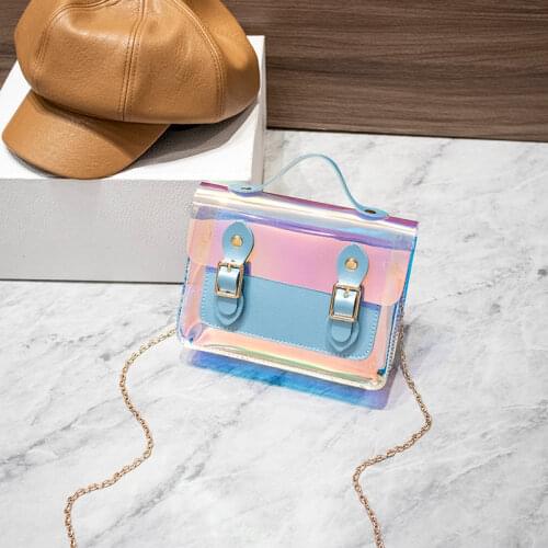 Laser Crossbody Bag for Women Transparent Leather Chain Bag Fashion Wild Mini Shoulder Messenger Bag PVC Small Tote Bag 2020