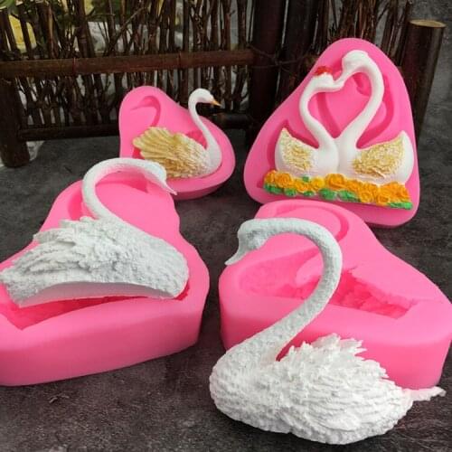 Swan 3D elegant white swan series fondant cake decoration mold DIY silicone baking tool chocolate mold
