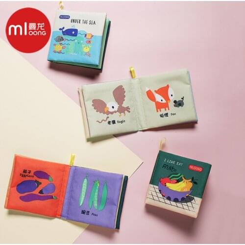 Mloong 6 pcs baby book Chinese and English early education and learning toys for children Puzzle Cloth Book Multi-Function